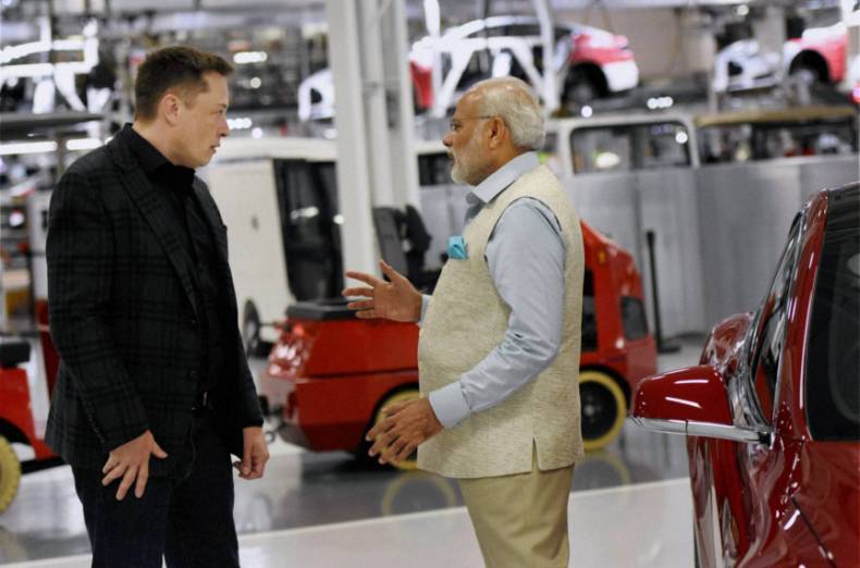 Elon Musk a premiér Indie - Narendra Modi