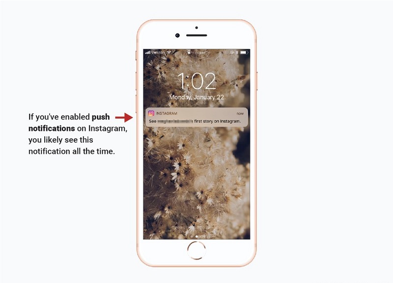 Push notifikácia aplikácie Instagram.