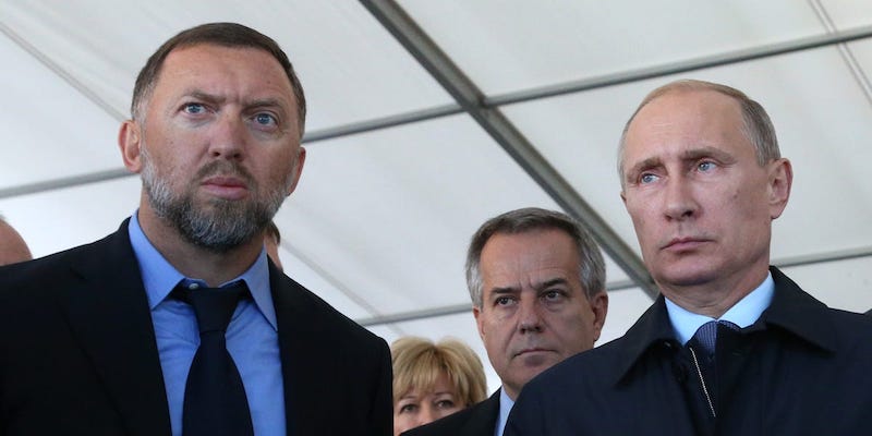 Oleg Deripaska a Vladimír Putin.